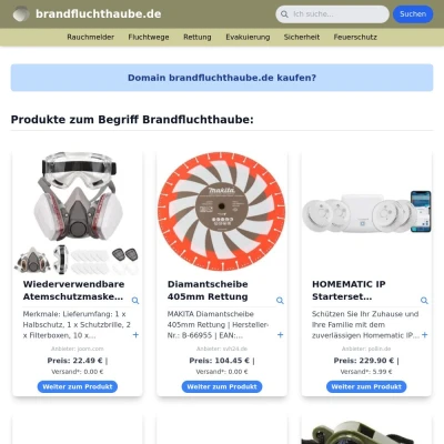 Screenshot brandfluchthaube.de