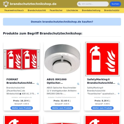 Screenshot brandschutztechnikshop.de