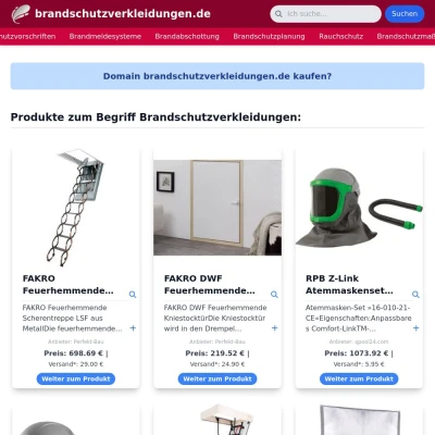 Screenshot brandschutzverkleidungen.de