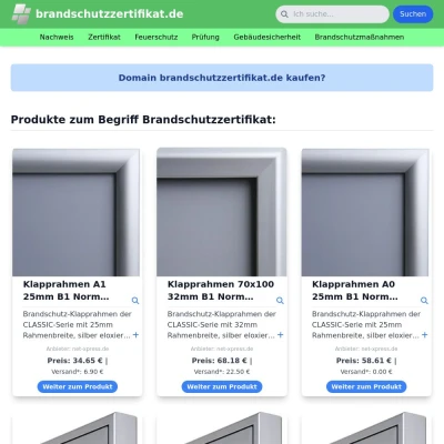 Screenshot brandschutzzertifikat.de