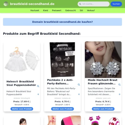 Screenshot brautkleid-secondhand.de