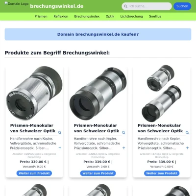 Screenshot brechungswinkel.de