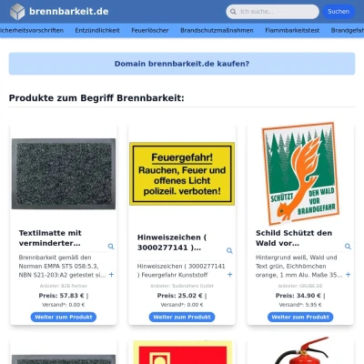 Screenshot brennbarkeit.de