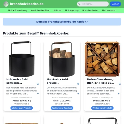 Screenshot brennholzkoerbe.de