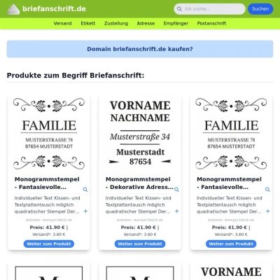 Screenshot briefanschrift.de