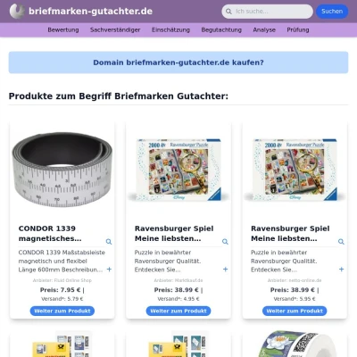 Screenshot briefmarken-gutachter.de