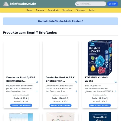 Screenshot brieftaube24.de