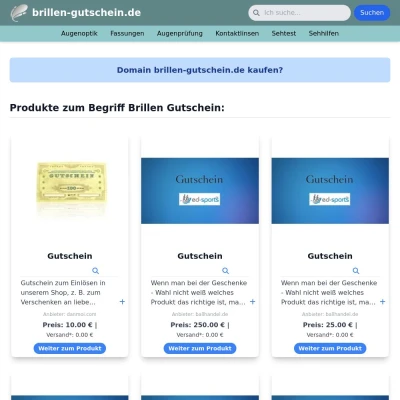 Screenshot brillen-gutschein.de