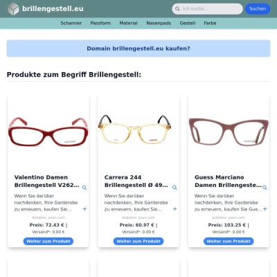 Screenshot brillengestell.eu