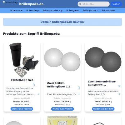 Screenshot brillenpads.de