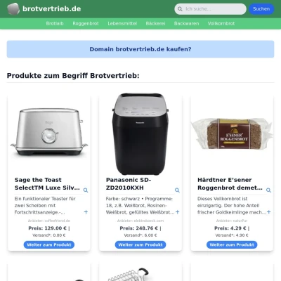 Screenshot brotvertrieb.de
