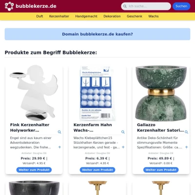 Screenshot bubblekerze.de