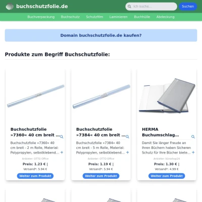 Screenshot buchschutzfolie.de