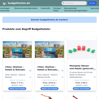 Screenshot budgethotels.de