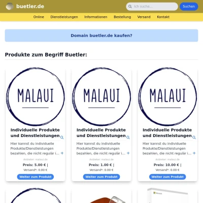 Screenshot buetler.de