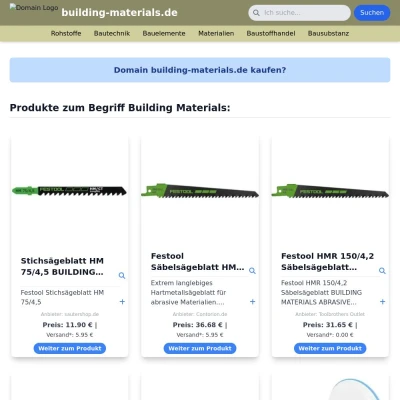 Screenshot building-materials.de
