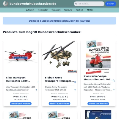 Screenshot bundeswehrhubschrauber.de