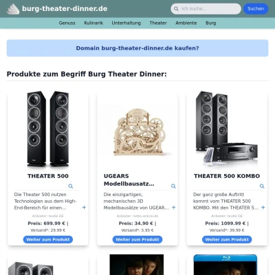Screenshot burg-theater-dinner.de