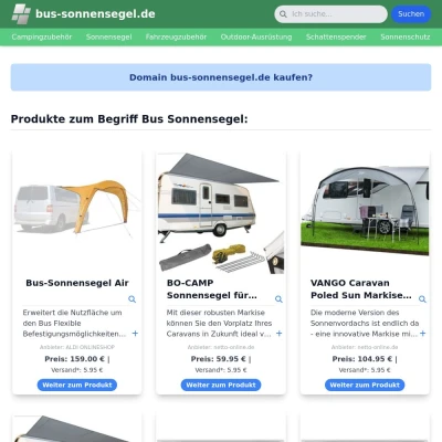 Screenshot bus-sonnensegel.de