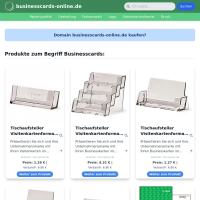 Screenshot businesscards-online.de