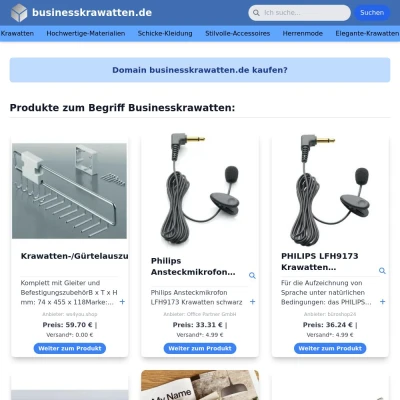 Screenshot businesskrawatten.de