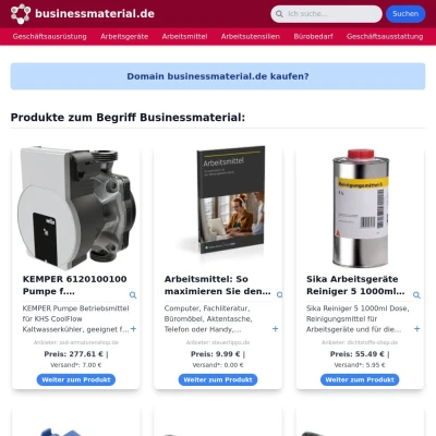 Screenshot businessmaterial.de