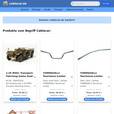 Screenshot cablecar.de