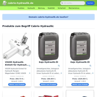 Screenshot cabrio-hydraulik.de