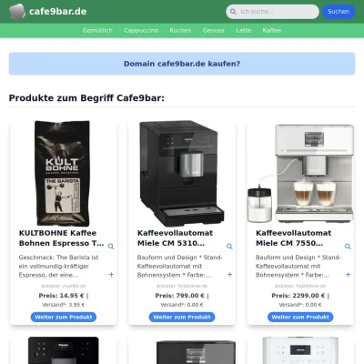 Screenshot cafe9bar.de