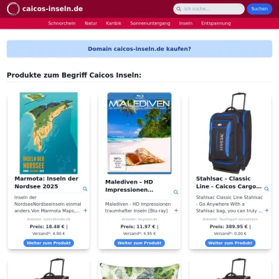 Screenshot caicos-inseln.de