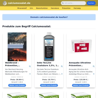 Screenshot calciumoxalat.de