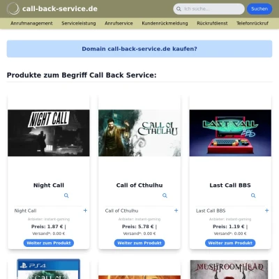 Screenshot call-back-service.de