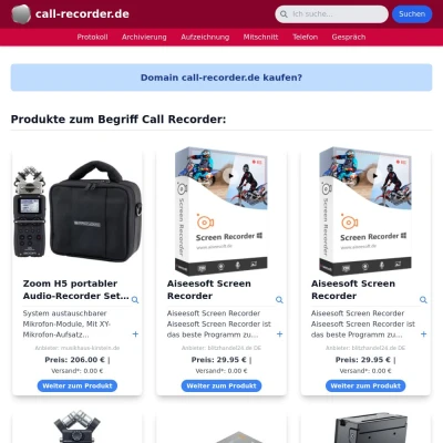 Screenshot call-recorder.de