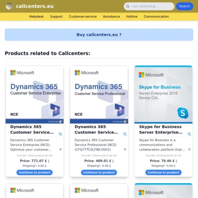 Screenshot callcenters.eu