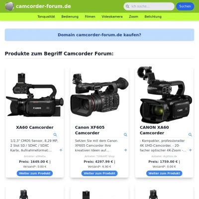 Screenshot camcorder-forum.de