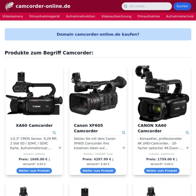 Screenshot camcorder-online.de