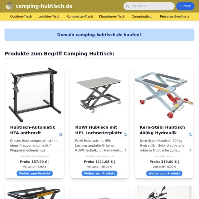 Screenshot camping-hubtisch.de