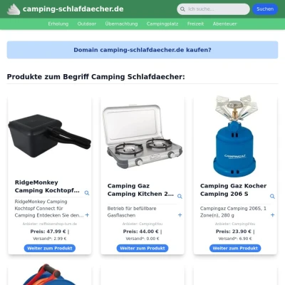 Screenshot camping-schlafdaecher.de