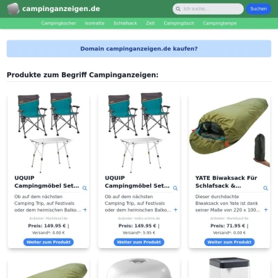 Screenshot campinganzeigen.de