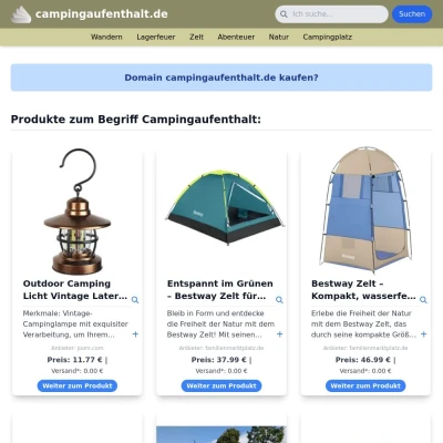 Screenshot campingaufenthalt.de