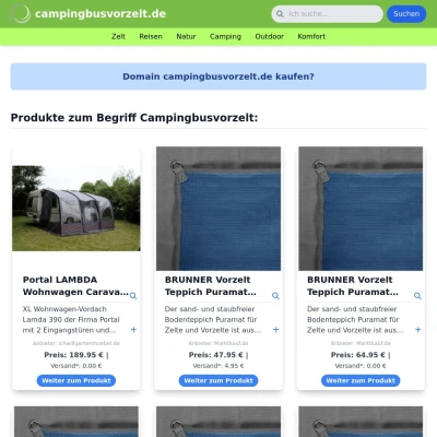 Screenshot campingbusvorzelt.de