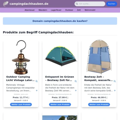 Screenshot campingdachhauben.de