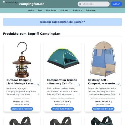 Screenshot campingfan.de