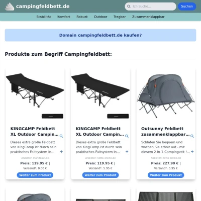 Screenshot campingfeldbett.de