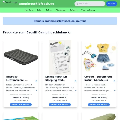 Screenshot campingschlafsack.de