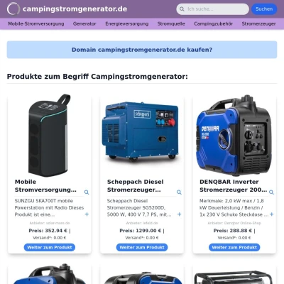 Screenshot campingstromgenerator.de