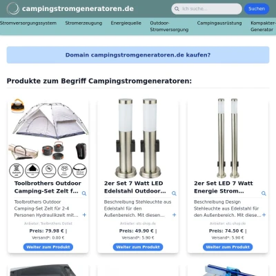 Screenshot campingstromgeneratoren.de