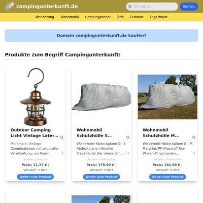 Screenshot campingunterkunft.de