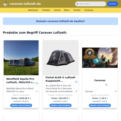 Screenshot caravan-luftzelt.de