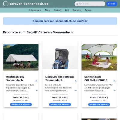 Screenshot caravan-sonnendach.de